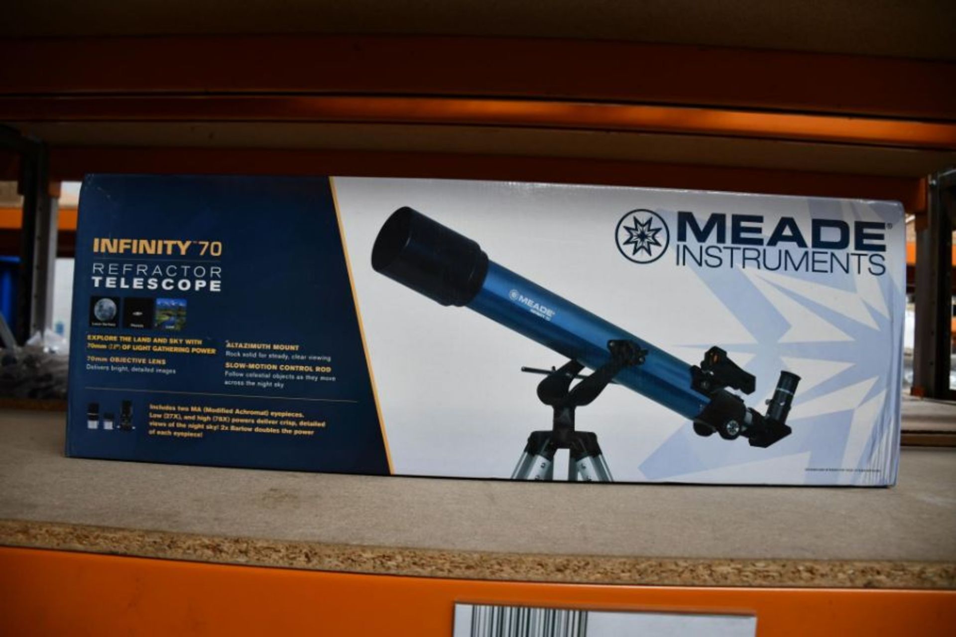 A boxed as new Meade Infinity 70 telescope