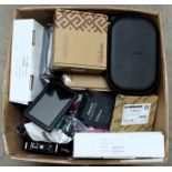 COLLECTION ONLY: A box of assorted as new and pre-owned electrical items and accessories (All items