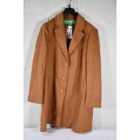 An as new United Colors of Beneton Modivo brown wool coat (Size 46).