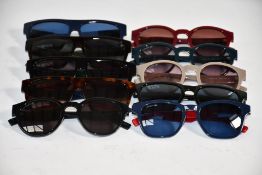 Ten assorted pre-owned Lacoste sunglasses to include L986S, L6000S and others (Good Condition).