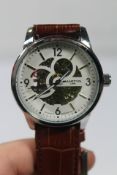 An as new Martyn Line 3901 Boston Automatic Mechanical Watch with a Brown Leather Strap.