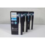 Three boxed as new Philips Sonicare 3100 Rechargeable Sonic Toothbrushes HX3671/13.