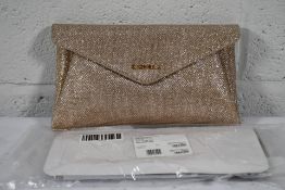 An as new Carvela Megan Envelope Clutch Bag in Gold (EAN 5045654651210).
