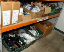 A quantity of assorted as new and pre-owned electronic items (All items sold as seen. Two shelves).