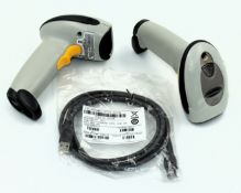 Seven as new Motorola DS4208 USB Handheld 2D Barcode Scanners with as new USB cables (P/N: DS4208-SR