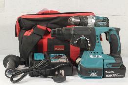 A pre-owned Makita DHR242 18v SDS+ Brushless Rotary Hammer Drill, a pre-owned Makita DHP481 18V Li-I