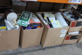 Seven boxes of miscellaneous items to include medical, food, homewares and related items.