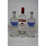 Two bottles of Absolut Vodka (1ltr) and Smirnoff Vodka (1ltr) (Over 18s only).