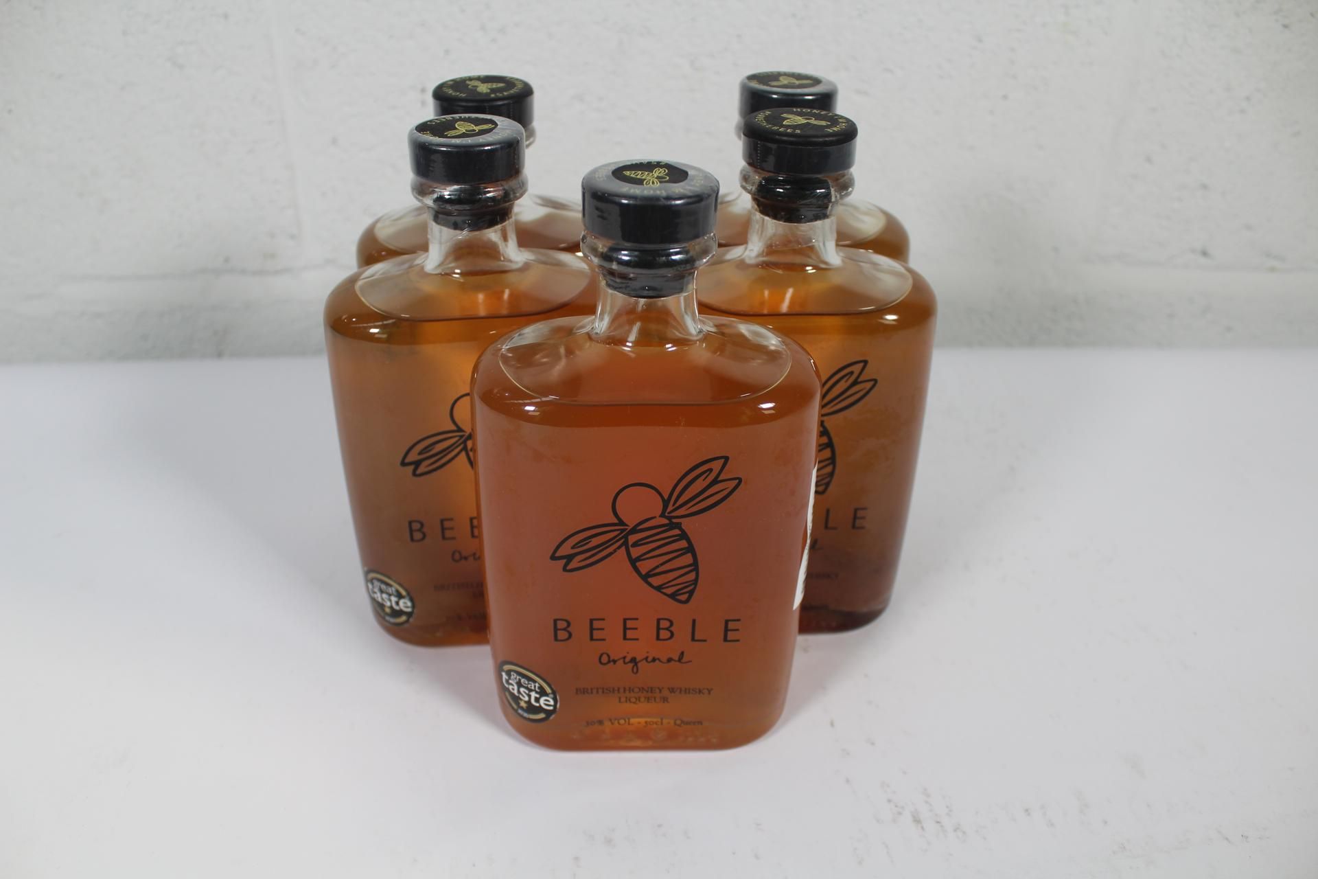 Five bottles of Beeble Original British Honey Whisky Liqueur (5 x 500ml) (Over 18s only).