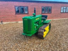 1952 John Deere MC petrol metal tracked crawler with 12" tracks, drawbar and PTO. Serial No: 16728.