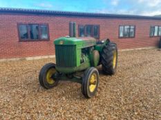 John Deere Model AR petrol 2wd tractor on 6.00-18 front and 14.9-26 rear wheels and tyres with rear