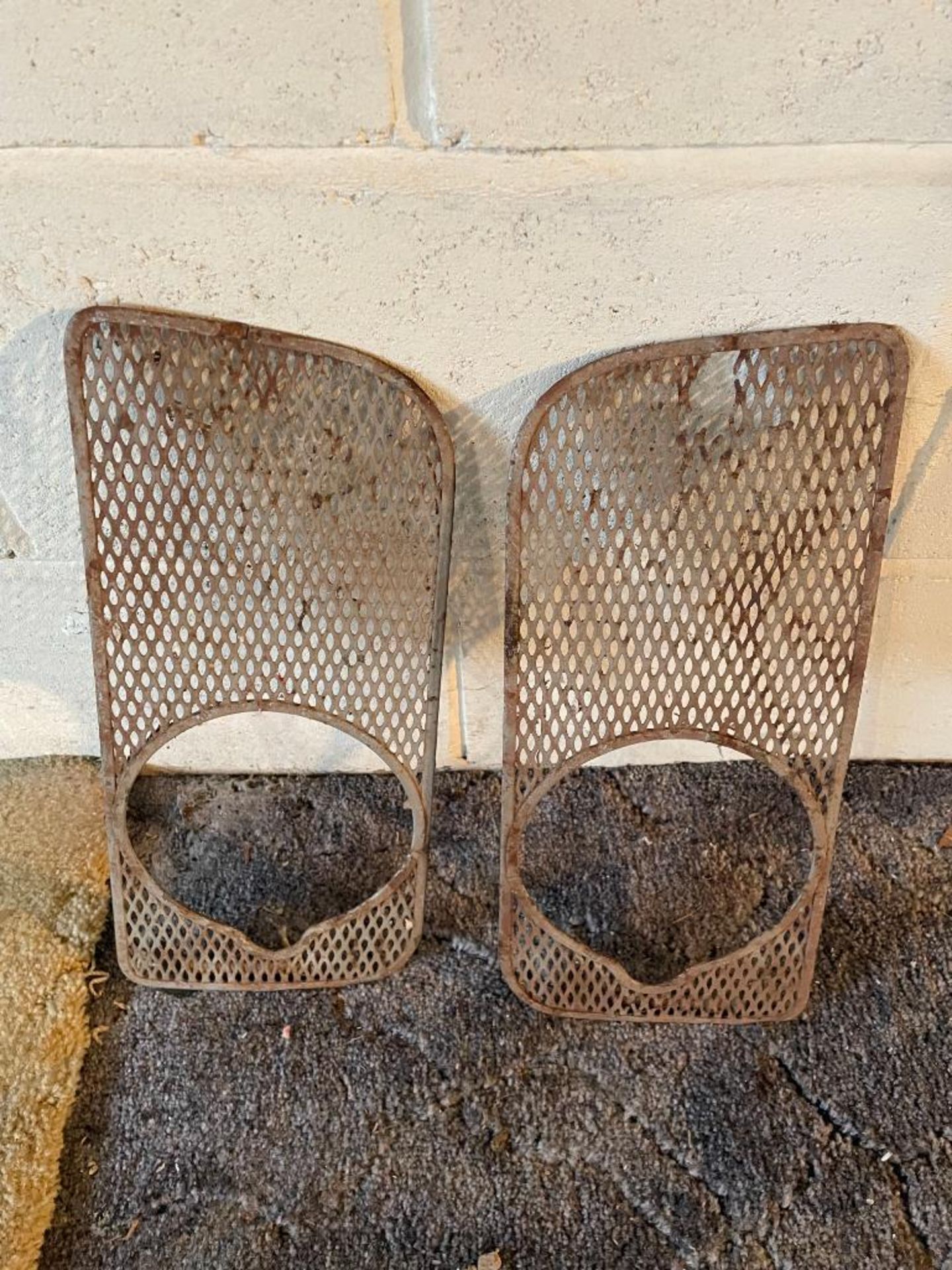 Pair Fordson Dexta front grill plates with headlight holes - Image 2 of 2