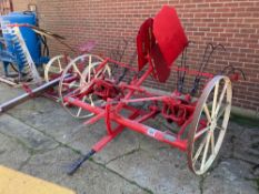 Massey Harris Dickie Model H hay turner with swath tines and hay collector, trailed. Serial No: 1248