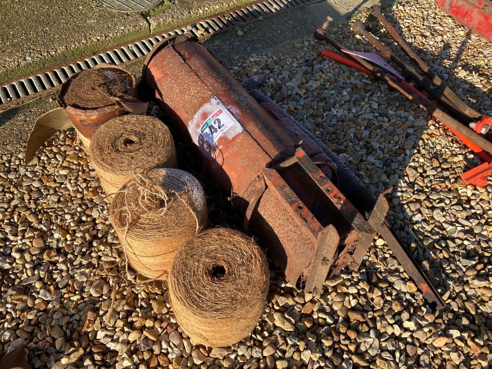 Allis Chalmers round baler string box, spares and Sisal twine