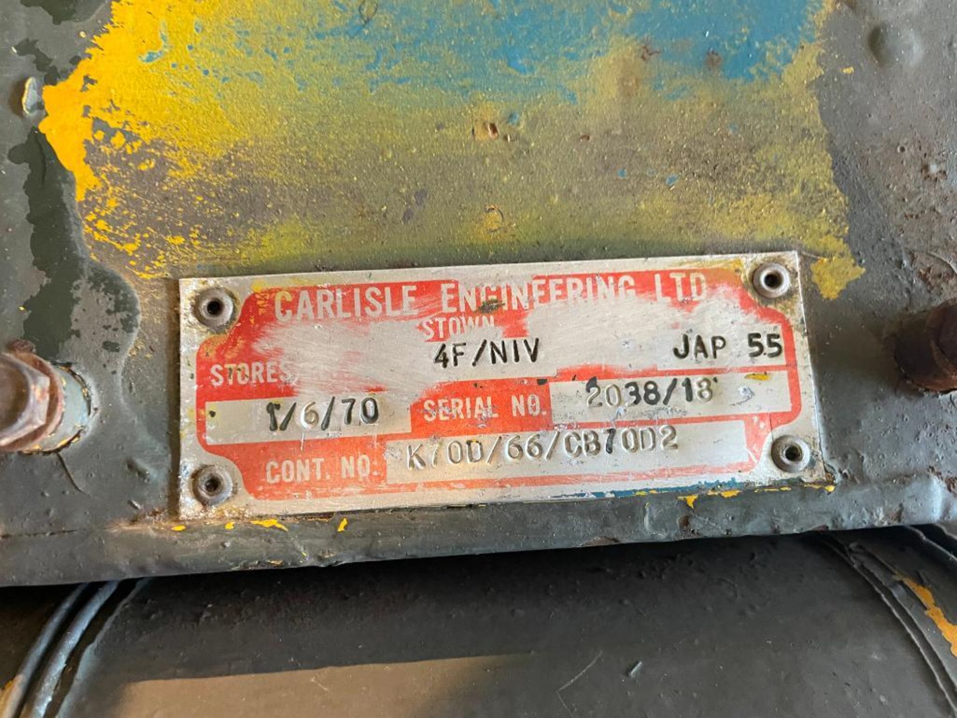 Carlisle Engineering Ltd Military spec unit with JAP55 petrol stationery engine and trolley. Serial - Image 5 of 5