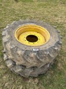 Pair of Kleber 380/86r28 tyres on John Deere front wheel centres to fit John Deere 6920