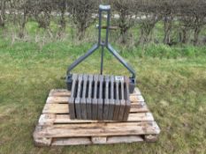 11 x 45kg Massey Ferguson wafer weights and frame