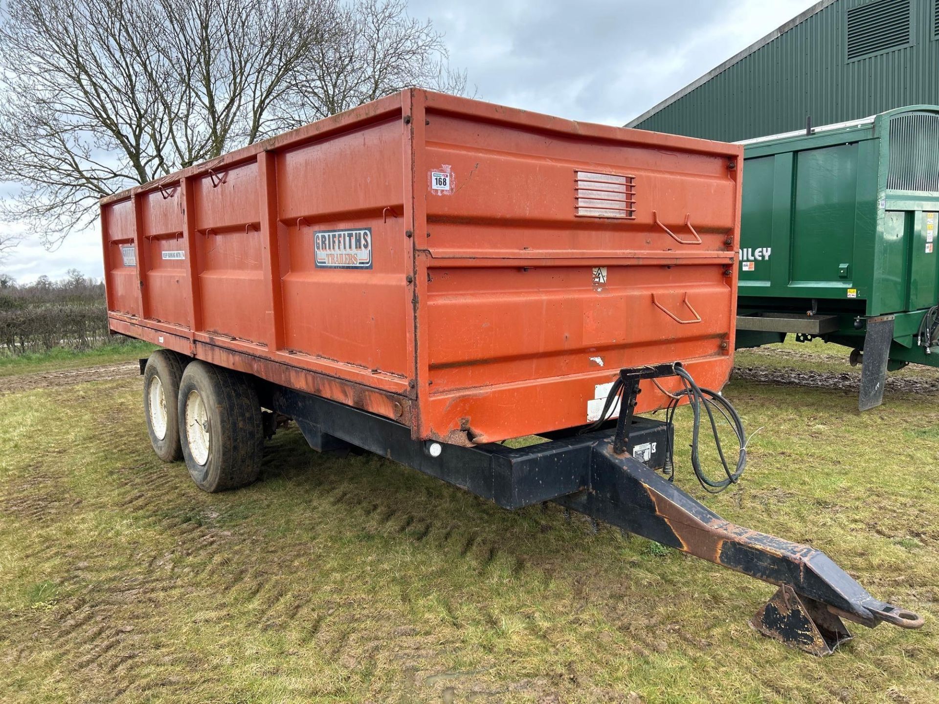 2000 Marston GLS12 12t twin axle trailer with removable sides, c/w manual rear door and grain chute - Image 2 of 8