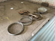 Quantity sieves and vintage tools etc