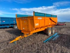 1992 Rolland T13 13t twin axle grain trailer with sprung drawbar, hydraulic tailgate and grain chute