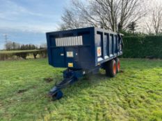 1985 Ken Wootton / Marston 10t twin axle grain trailer with sprung drawbar, hydraulic tailgate and g