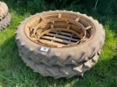 Pair Michelin 8.3-44 row crop wheels and tyres. NB: no centres