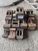 Quantity vintage 56lb and 28lb weights