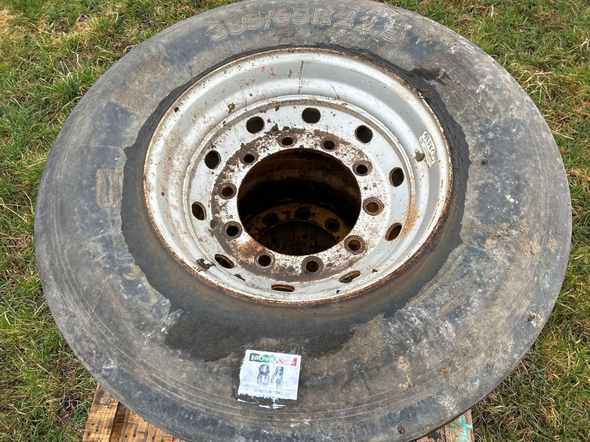 Pair of 385/65R22.5 tyres and wheels. 10 stud. - Image 2 of 3