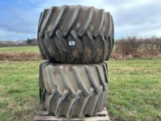 Pair of Firestone 66x43.00-25 tyres and wheels