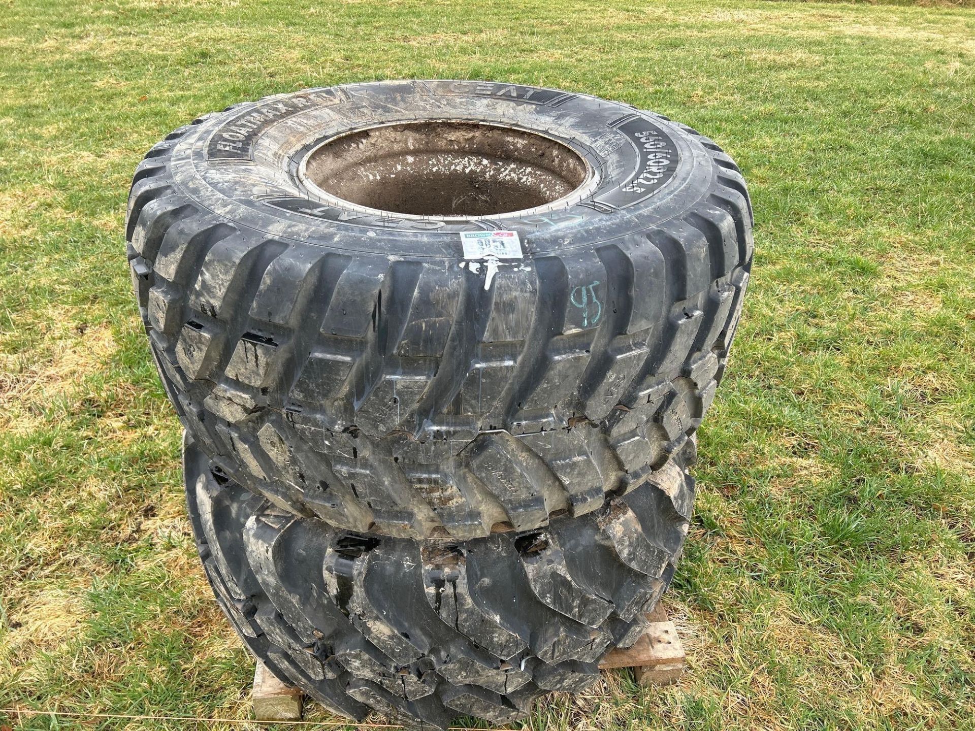 Pair of 560/60R22.5 floatation tyres and wheels. Brand new.