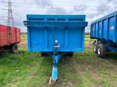 1979 AS Marston Trailers 8T twin axle grain trailer with manual tailgate and grain chute On 11.5/80R