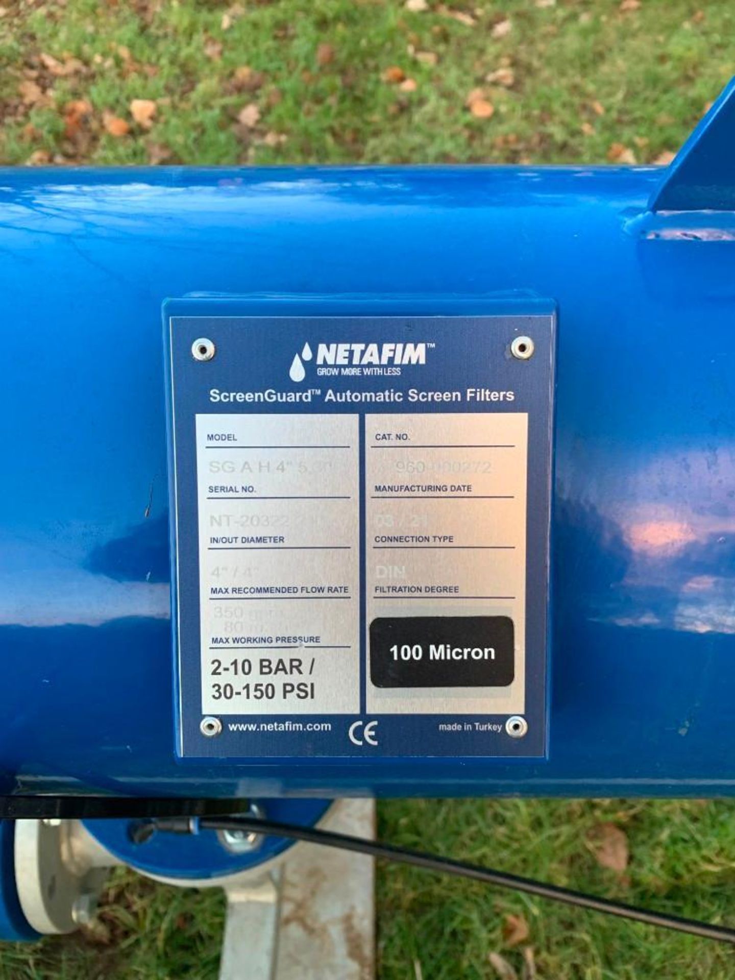 2021 Netafim Screenguard Automatic Screen Filter Drip Irrigator Field Filter, 100 Micron Filter, In/ - Image 4 of 4