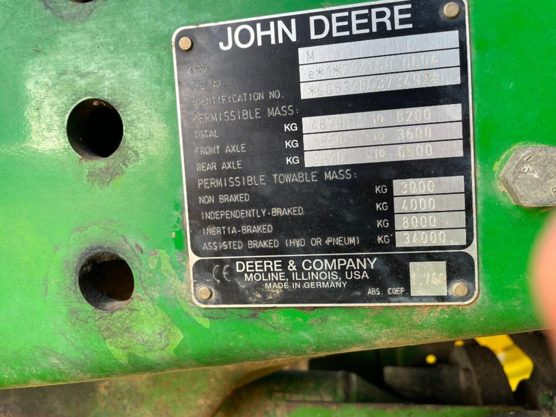 2003 John Deere 6320 40kph Powerquad 4wd tractor with 2 manual spools, 14No 50kg front wafer weights - Image 17 of 20