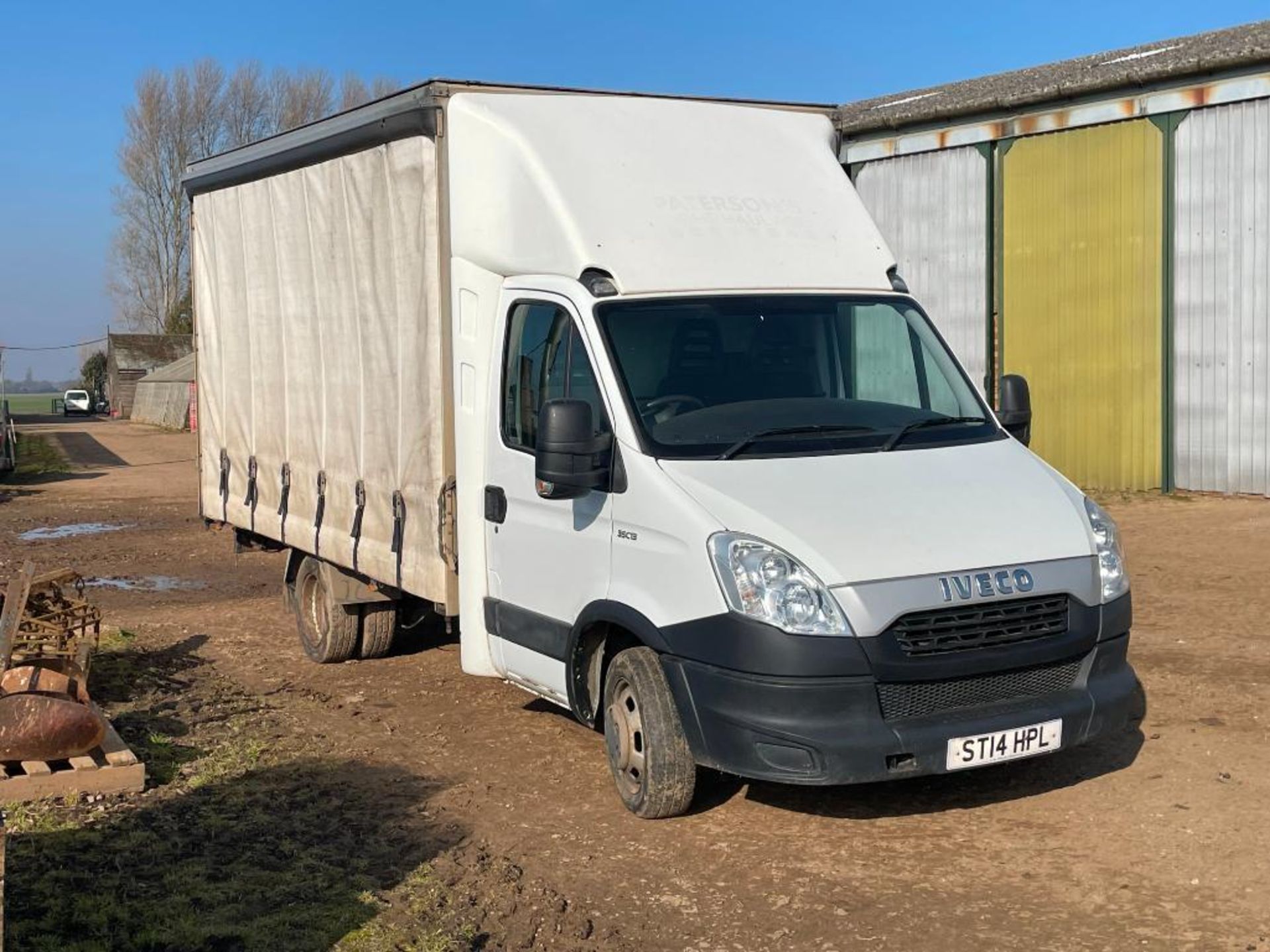 2014 Iveco 35C13 dual wheel 14' curtain side van with 3 seater cab, 6-speed manual. Reg No: ST14 HPL