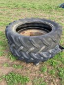 Pair Goodyear 13.6R39 tyres with 1 rim, no centre