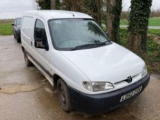 2002 Peugeot Partner 3 door van, white with cloth interior on 175/65R14 wheels and tyres. Reg No: LD