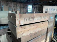 4No "Tyrells Court Farm" wooden boxes