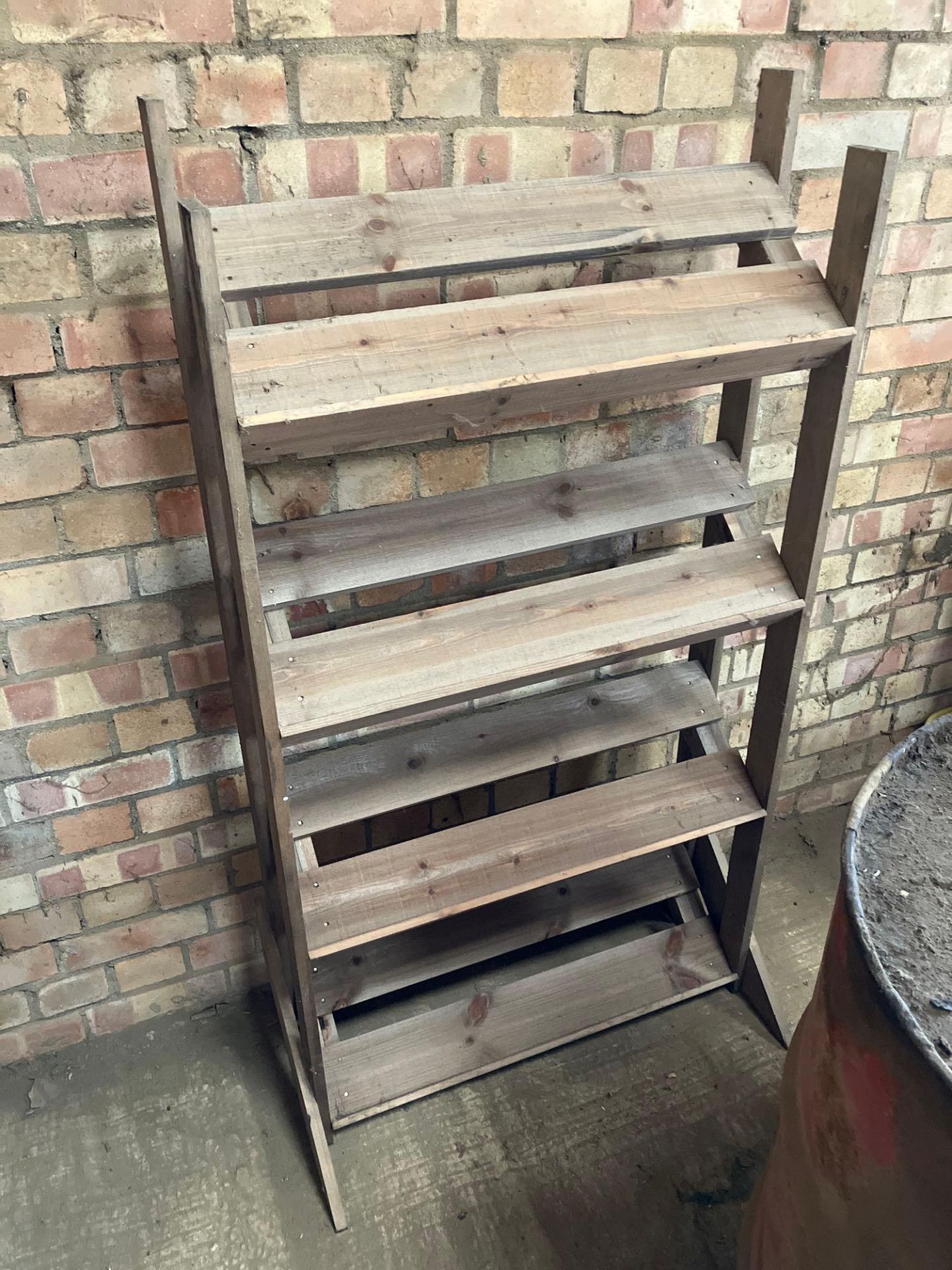 Farm shop wooden display unit, 4 shelves