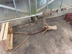 1No vintage potato plough c/w spare shoe