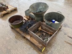 Quantity galvanised tubs and misc furniture