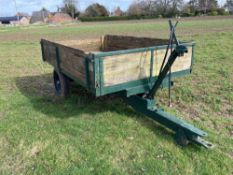 Dropside hydraulic tipping 10' x 6' single axle trailer on 7.5-16 wheels and tyres