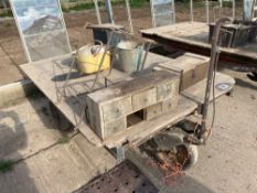 Wooden trolley, 3 wheel ex milk float