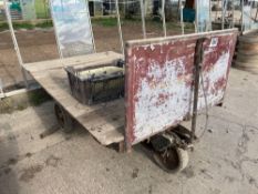 Wooden trolley, 3 wheel ex milk float