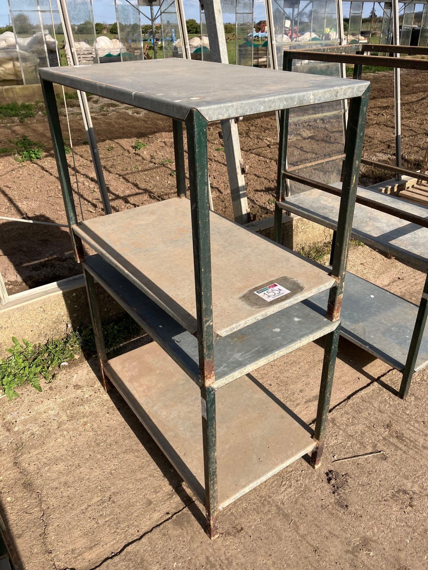 2No metal galvanised tables, 0.5m x 0.9m