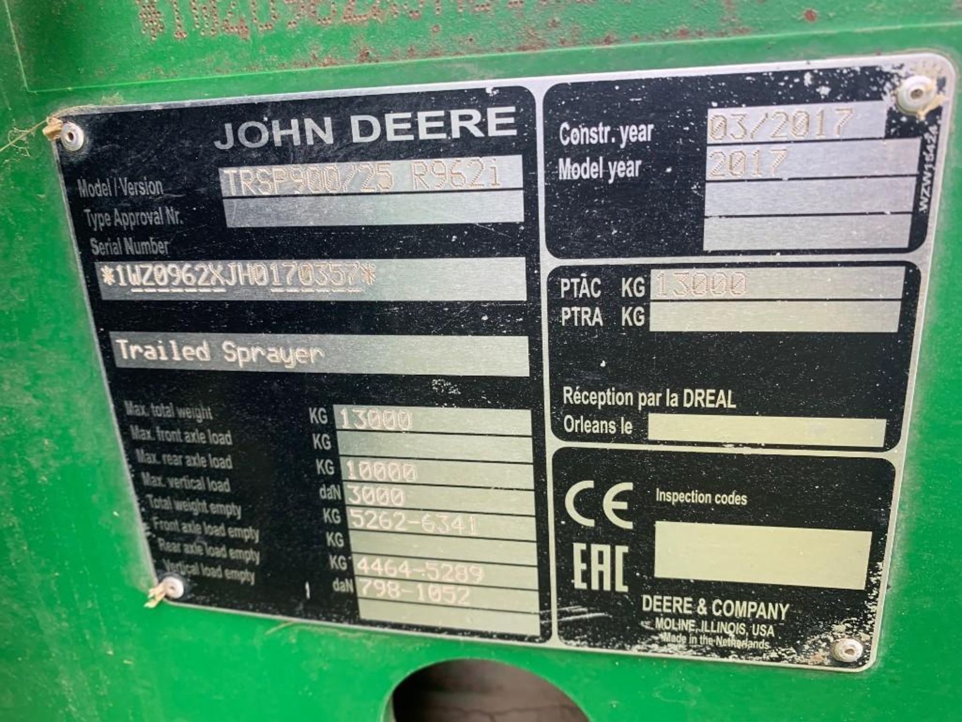 2017 John Deere 36m R962i Trailed Sprayer - Image 10 of 10