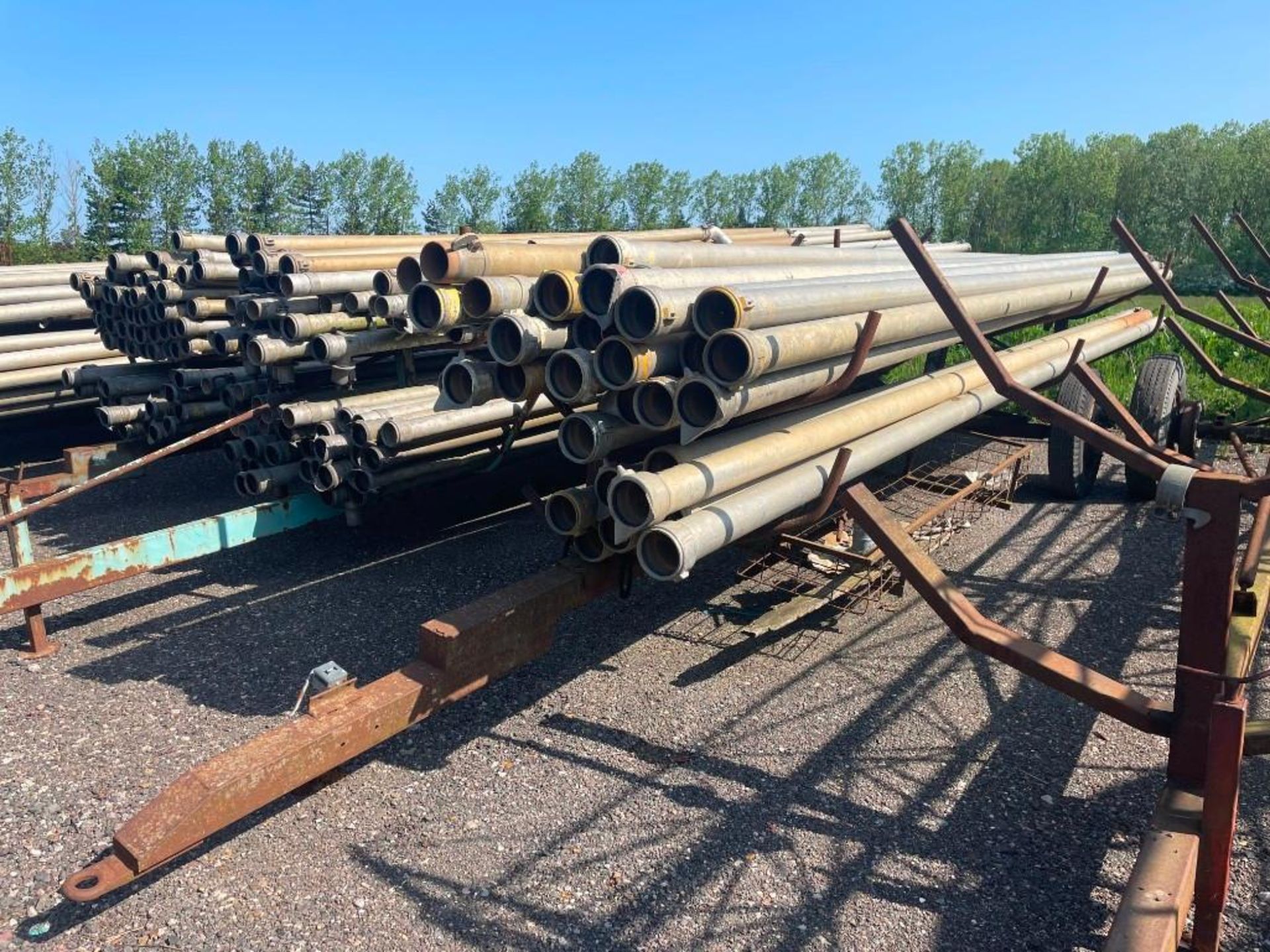 38No. 5" Raesa/Wright Rain Irrigation Pipes c/w Pipe Trailer