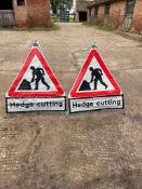 2No. Folding Hedge Trimming Road Signs