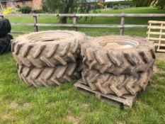 Set Pirelli 14.9R28 front and 18.4R38 rear wheels and tyres with Massey Ferguson rims