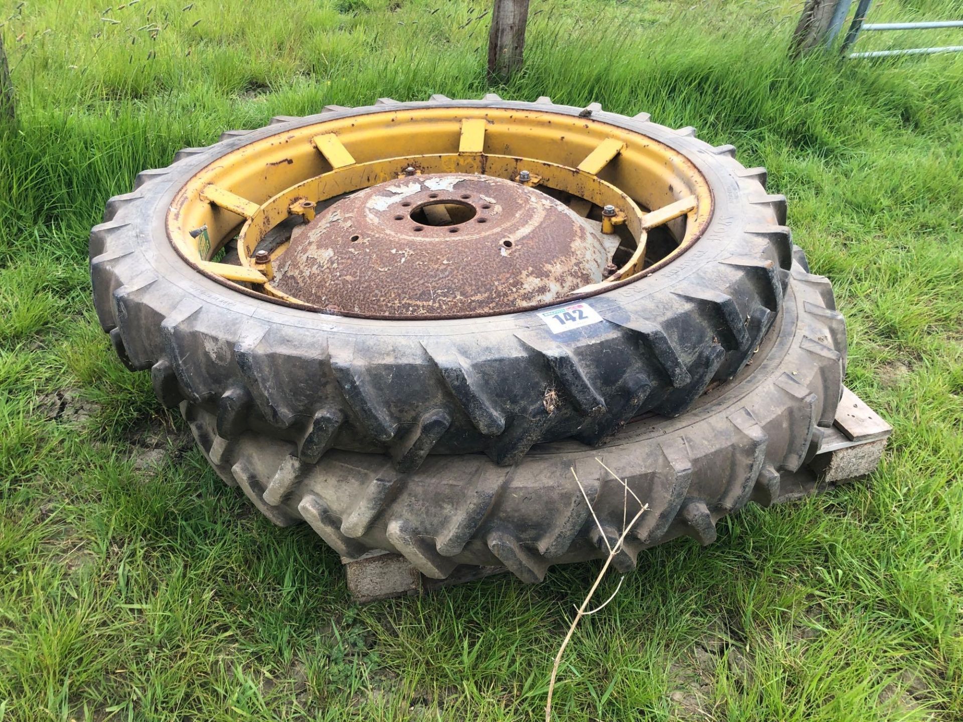 Pair 8.3R44 row crop wheels and tyres