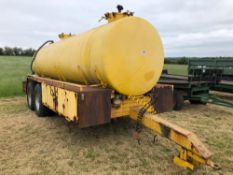 11,000l stainless steel twin axle bowser with Honda pump on 385/65R22.5 wheels and tyres